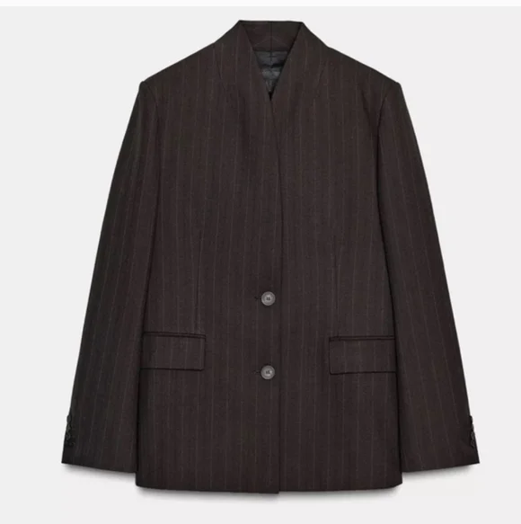 Zara ZW COLLECTION LIMITED EDITION PINSTRIPE BLAZER WITH SC - Picture 5 of 14